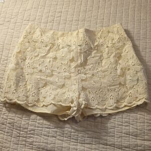 Ark & Co Cream Lace Floral Crochet Women's Shorts